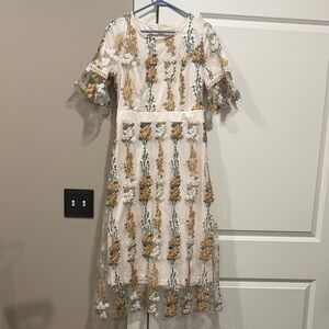 Floral Embroidered Sheer Dress
